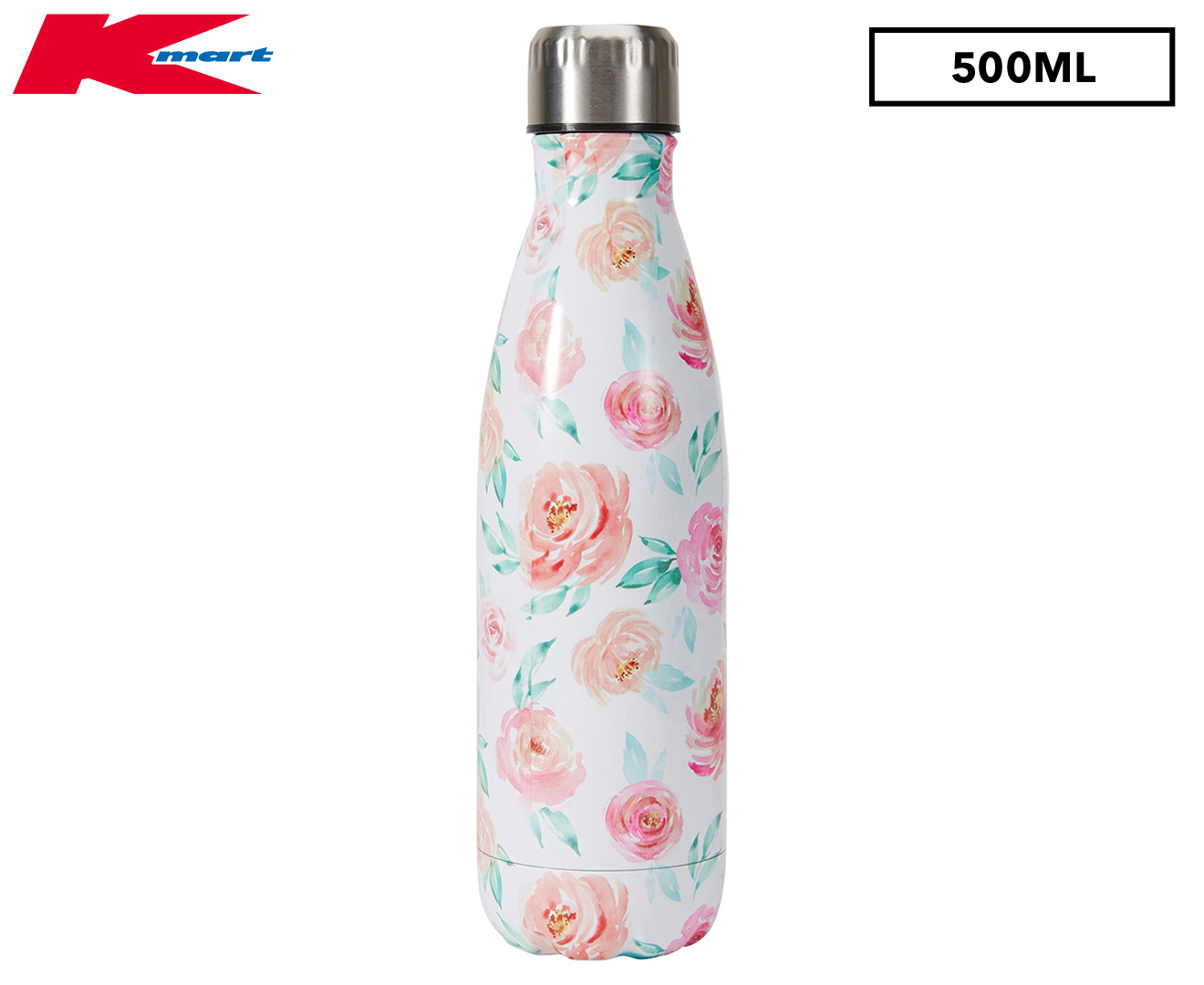 Anko by Kmart 500mL Floral Double Wall Insulated Bottle White/Multi