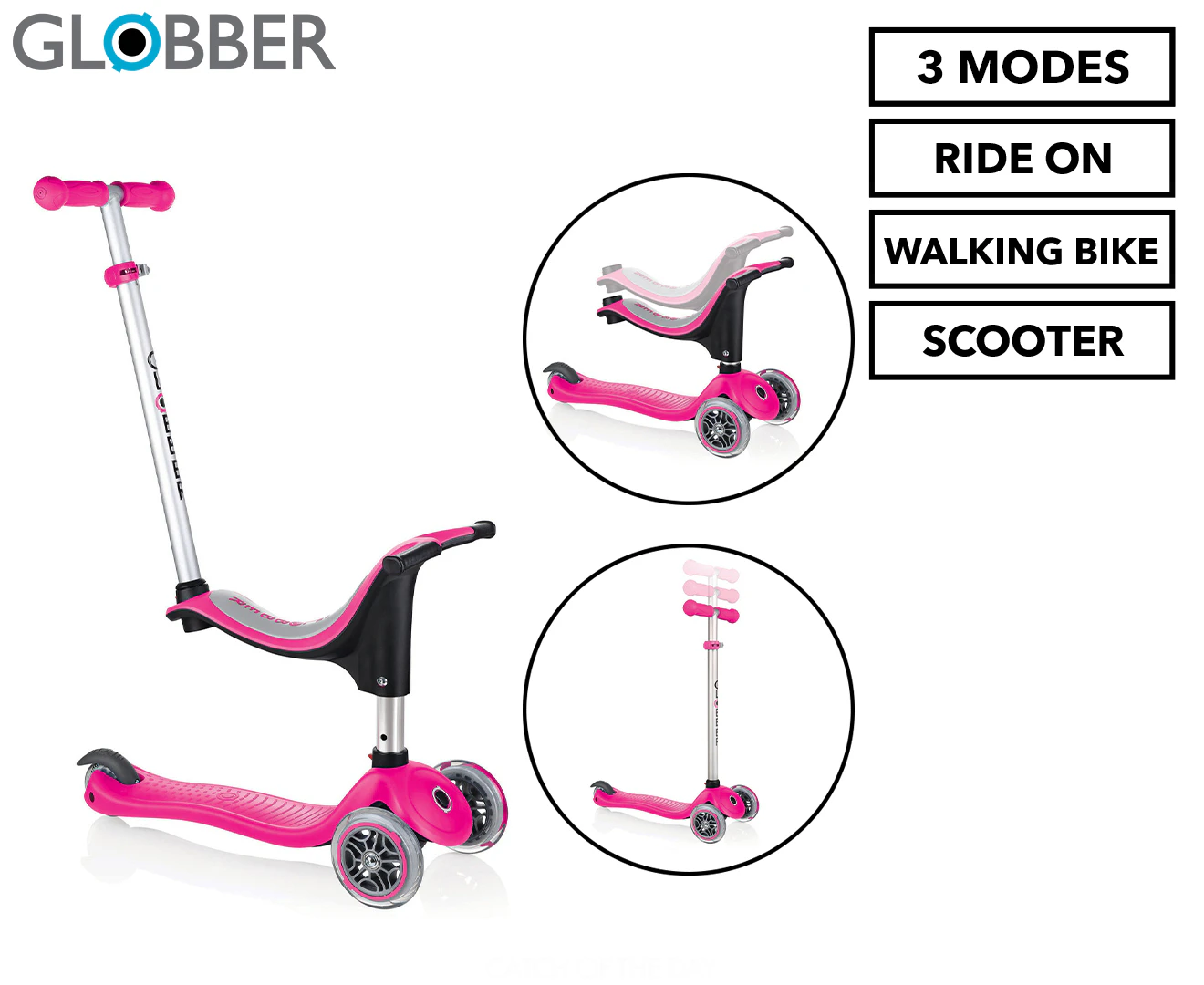 Globber GO UP Sporty Scooter - Deep Pink