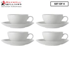 Set of 4 Maxwell & Williams White Basics Coupe Cup & Saucer