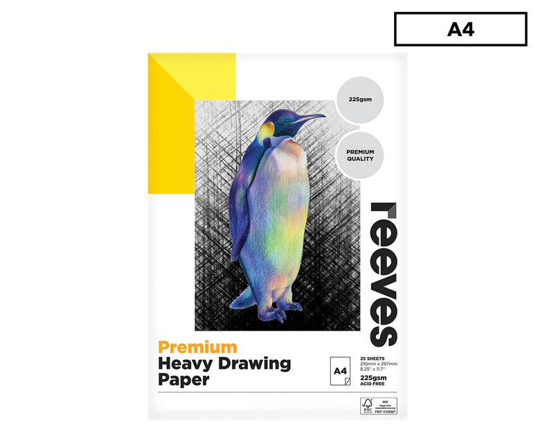 Reeves A4 225GSM Premium Heavy Drawing Pad