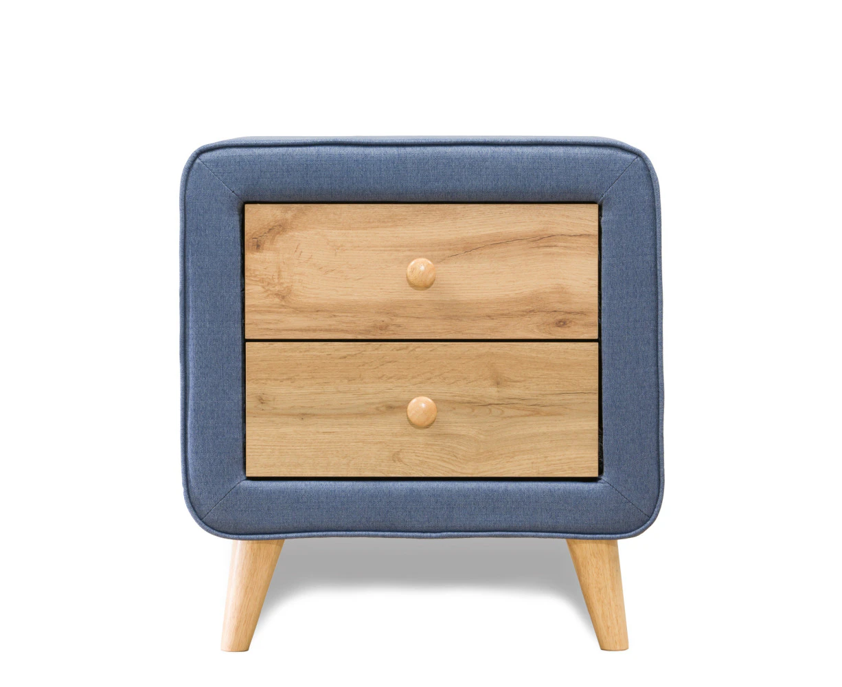 Charlie Light Blue and Timber Bedside Table