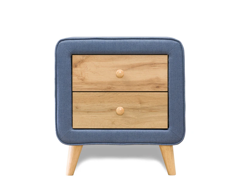 Charlie Light Blue and Timber Bedside Table