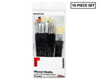 Reeves 10-Piece Mixed Media Paint Brush Set - Natural/Gold/Black/Silver