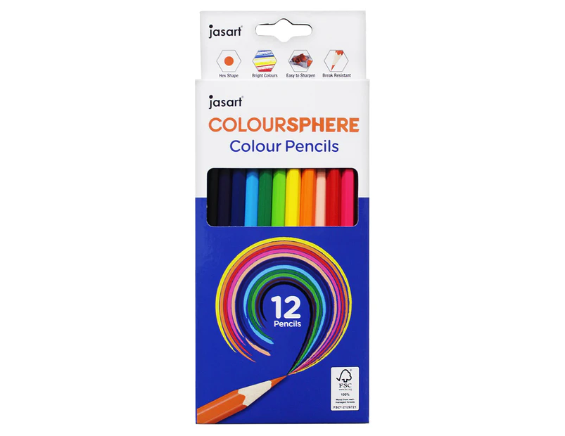 Jasart Colour Sphere Hexagonal Pencils 12-Pack