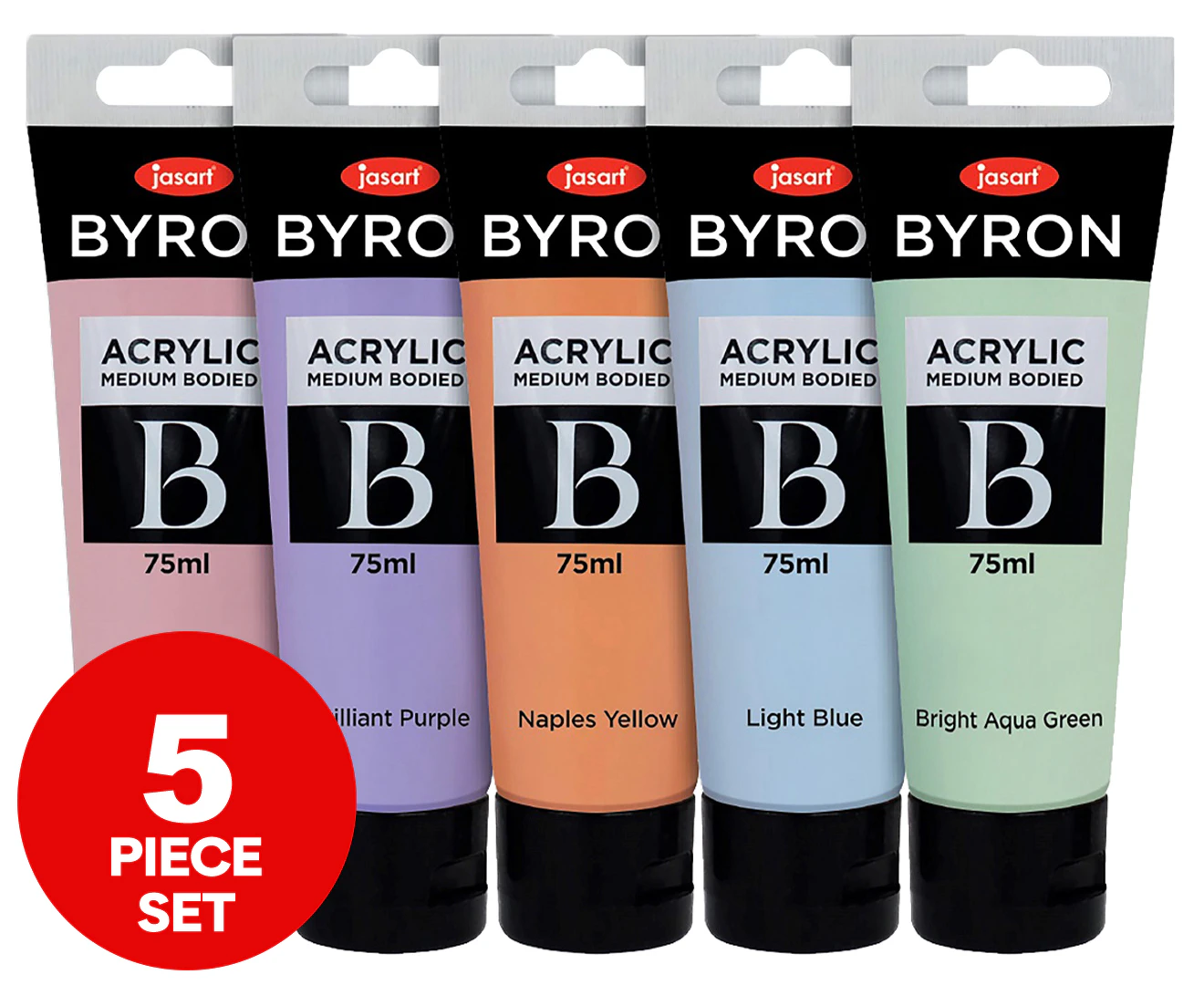 Jasart 5-Piece Byron Pastel Acrylic Paint Set