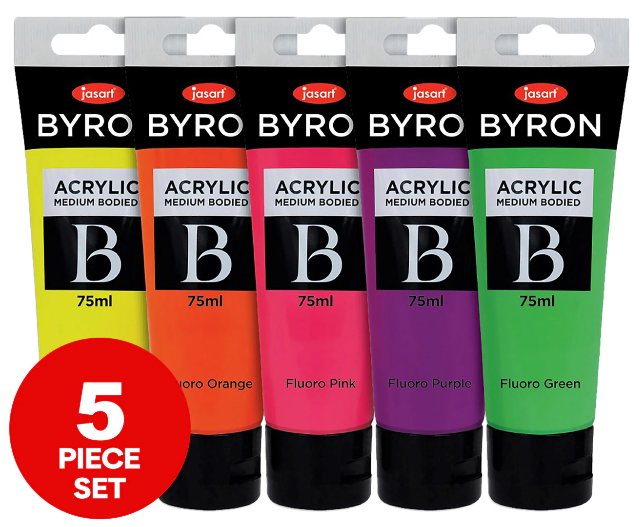 Jasart 5-Piece Byron Fluro Acrylic Paint Set