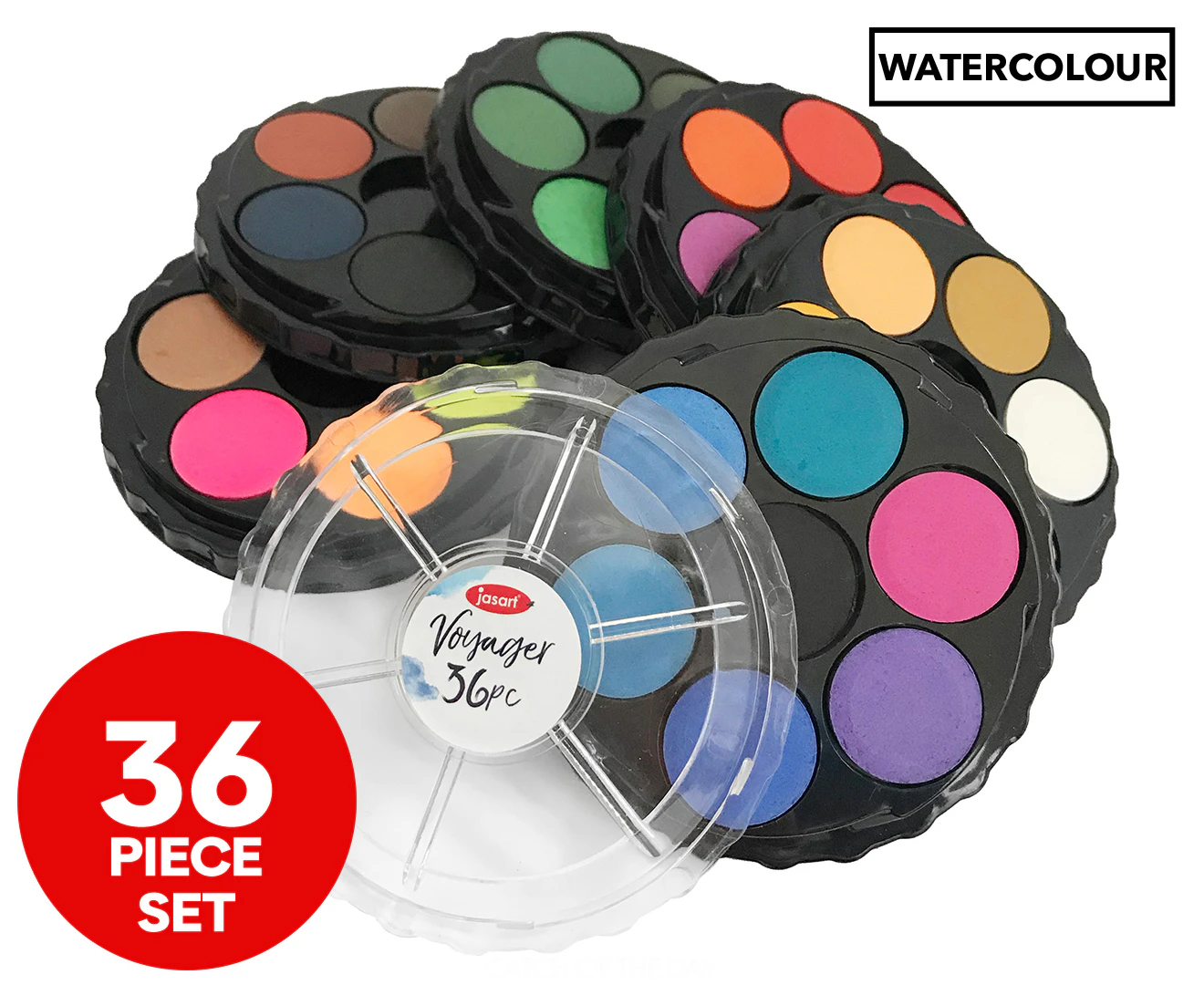 Jasart 36-Piece Voyager Watercolour Paint Discs Set