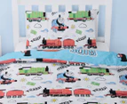 Thomas & Friends Ride On Single Bed Quilt Cover Set - Blue/White