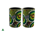 Stubby Cooler X2 Aboriginal Design - Colours of the Rainforest Design - Colin Jones 1