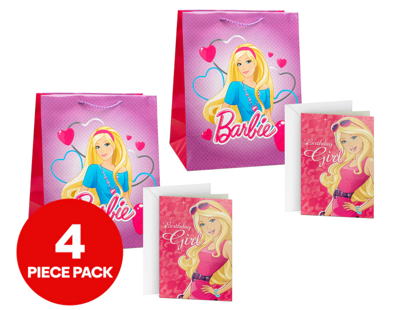 2 x Hallmark Barbie Birthday Card & Gift Bag Set
