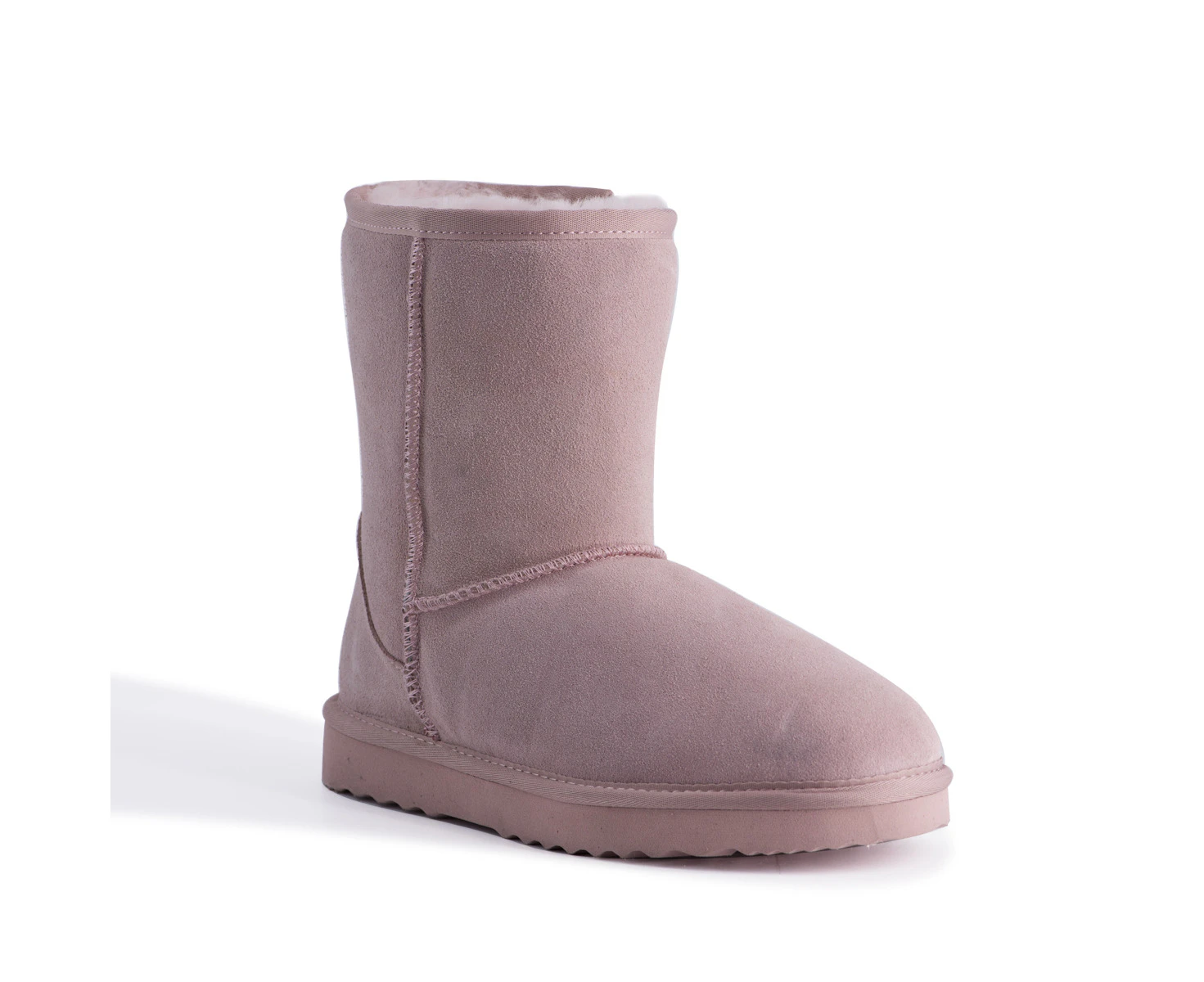 Aus Wooli Ugg Bronte Mid Calf Zip-Up Sheepskin Boot - Pink