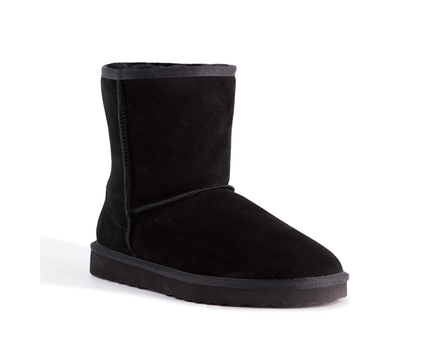 Aus Wooli Ugg Bronte Mid Calf Zip-Up Sheepskin Boot - Black