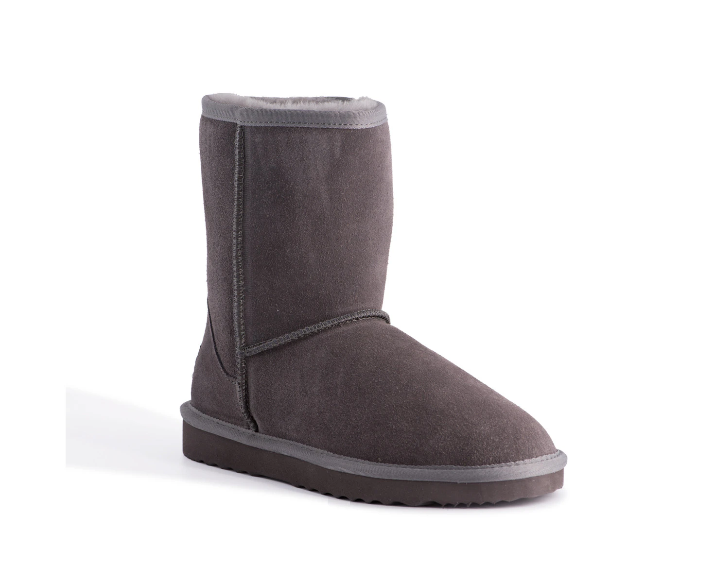 Aus Wooli Ugg Bronte Mid Calf Zip-Up Sheepskin Boot - Grey