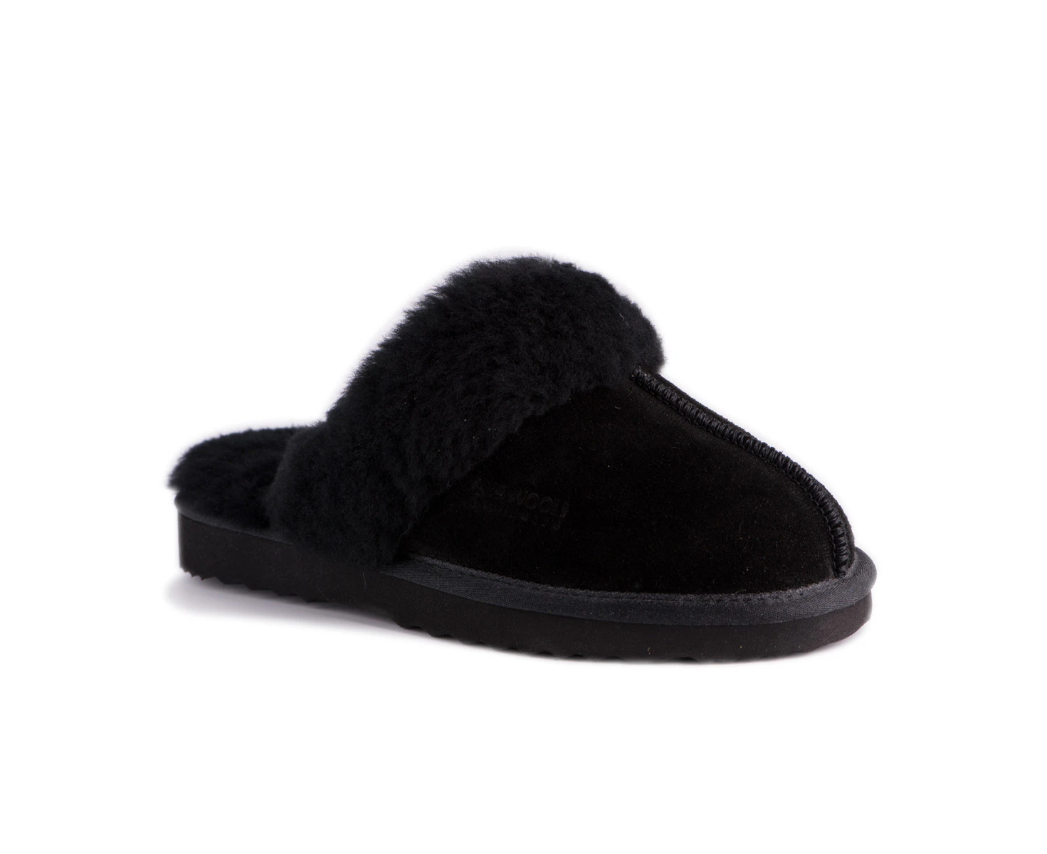 Aus Wooli Ugg Sydney Unisex Sheepskin Wool Slippers - Black