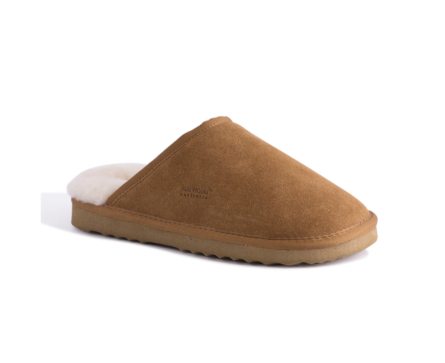 Aus Wooli Ugg Manly Unisex Sheepskin Wool Slippers - Brown