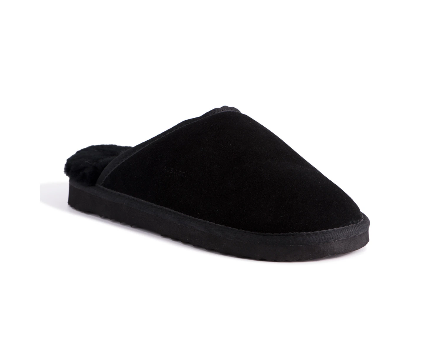 Aus Wooli Ugg Manly Unisex Sheepskin Wool Slippers - Black