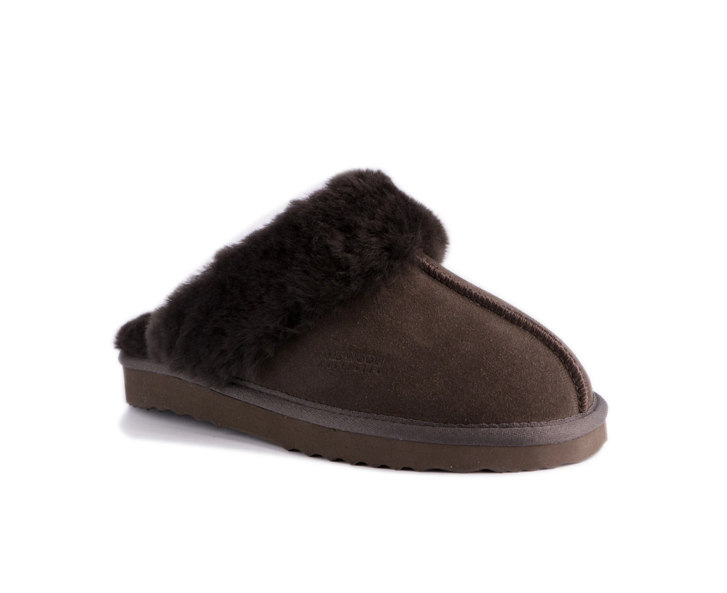 Aus Wooli Ugg Sydney Unisex Sheepskin Wool Slippers - Brown