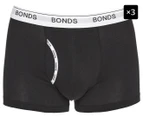 3 x Bonds Men's Guyfront Trunks - Black/White