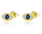 Make Vana Eye Stud Earrings - Gold/Saphire