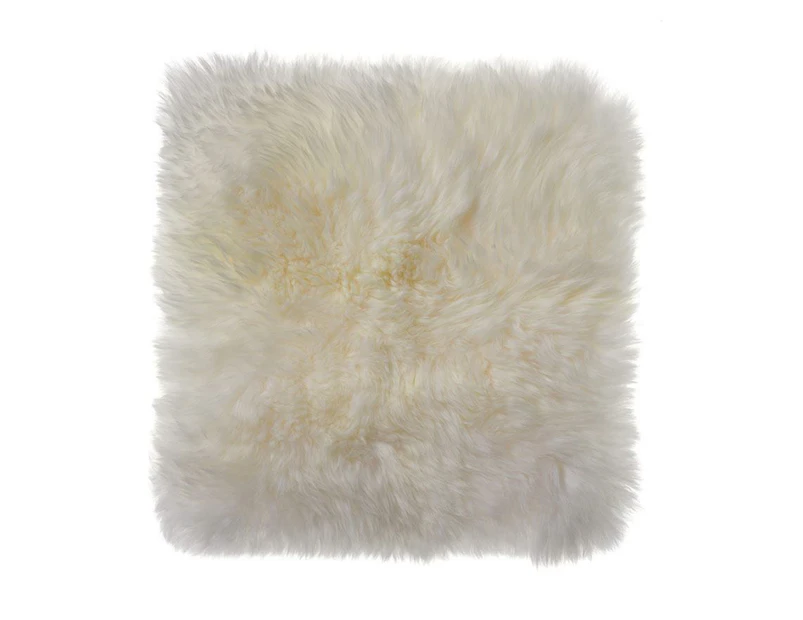 100% Genuine Sheepskin Lambskin Chair Pad Seat Pad Cover 40cm White Long Wool