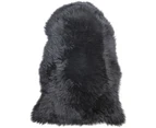 100% Genuine Sheepskin Lambskin Rug Wool Black 90CM Fluffy