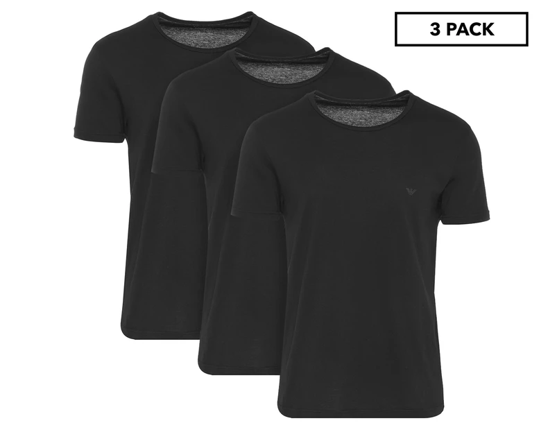 Emporio Armani Men's Cotton Crew Neck T-Shirt, 3-Pack, Black, Small