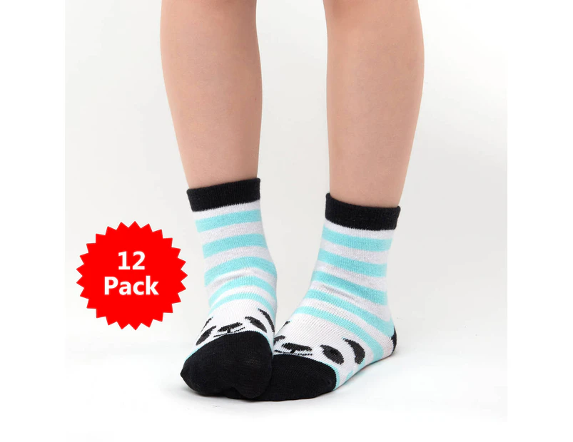12 PACK - Chusette Kid's Sport Socks White/Black - White/Black