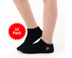 12 PACK - Chusette Kid's Sport Liner Socks for Maximum Comfort for Sports Activities - Black