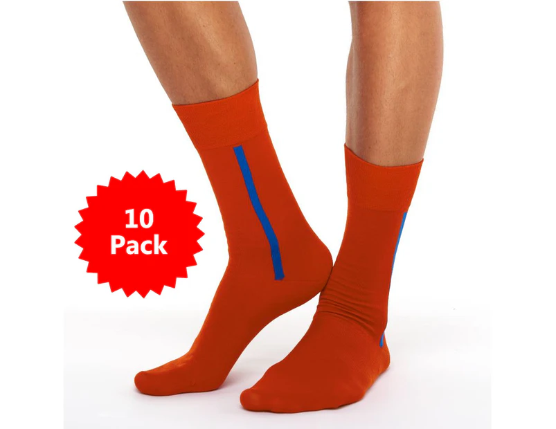 10 PACK - Chusette Ultra Thin Mercerized Cotton Long Socks - Red