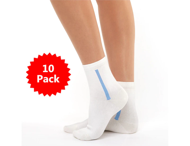 10 PACK - Chusette Kid's Mercerized Cotton Socks for Fun and Joy - White