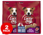 2 x Purina Lucky Dog Minis Biscuits Beef & Bacon 800g