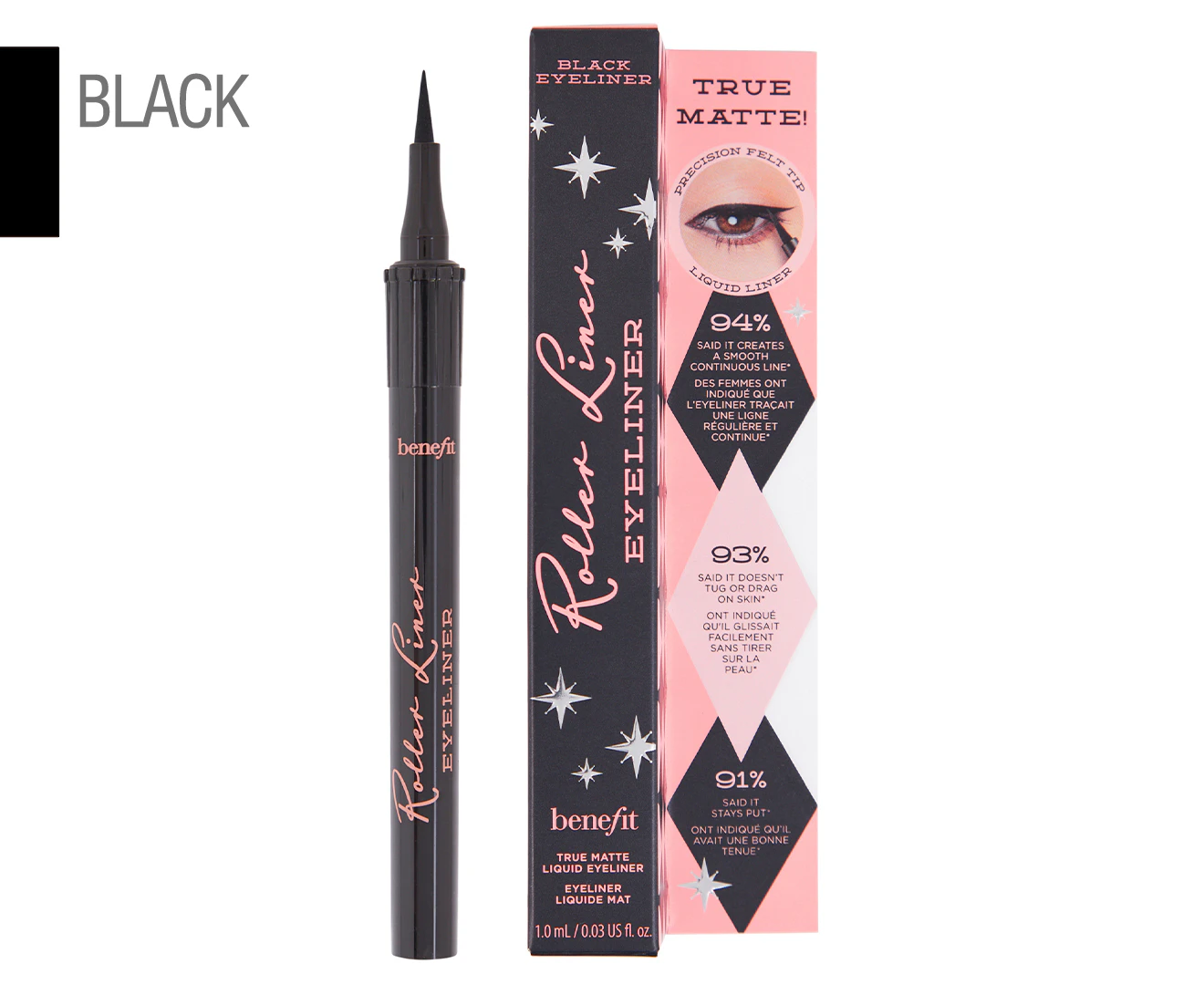 Benefit Roller Liner Liquid Eyeliner  # Black 1ml/0.03oz