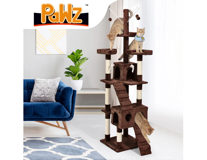 PaWz 211CM Cat Scratching Post Tree Gym House Condo Furniture Scratcher Tower - Brown