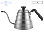 Sherwood 1L Home Brew V60 Pour Over Coffee Kettle with Thermometer - Silver
