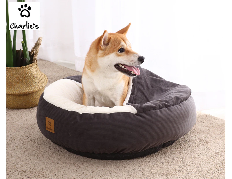 Charlie's Cushioned Snookie Pet Bed - Charcoal