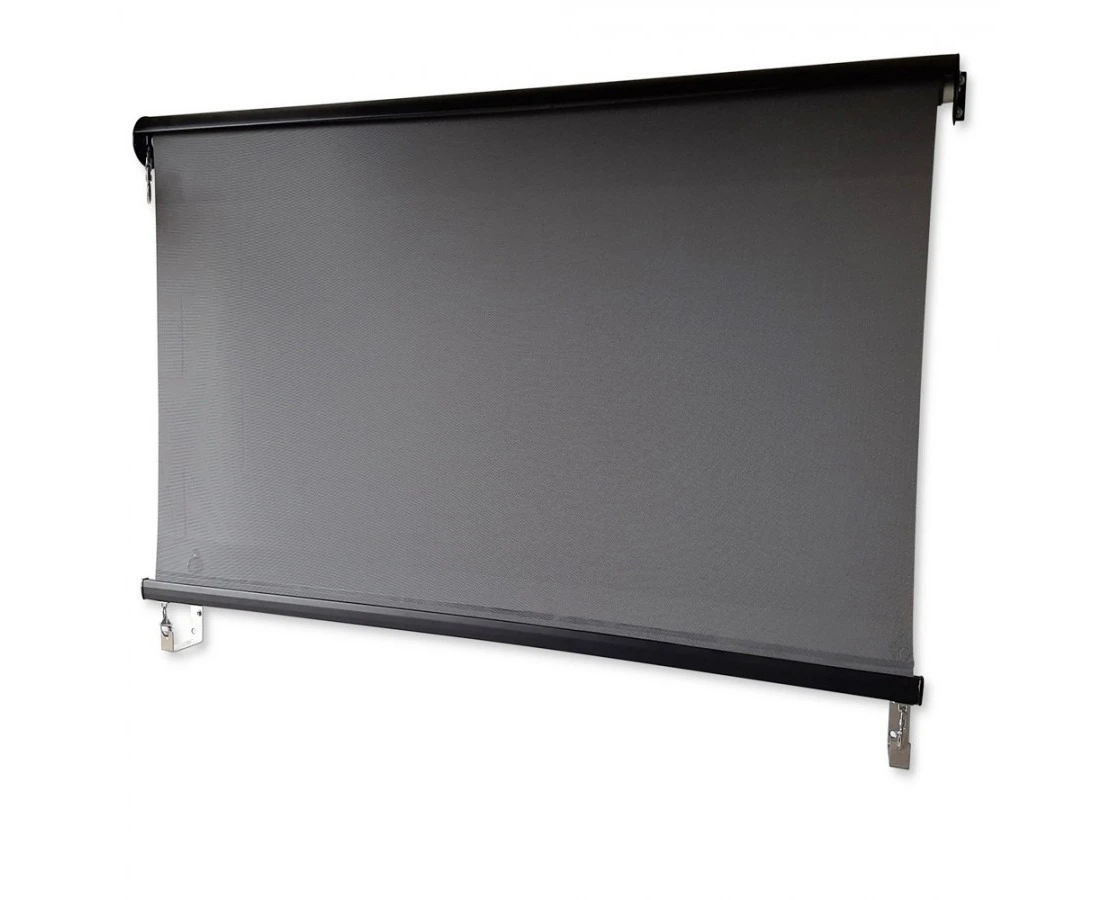 Outdoor Roller Blind Sun Screen Awning With Aluminium Hood - Charcoal