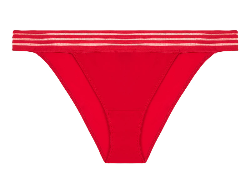 Heidi Klum Intimates Women's Stripe Elastic & Papertouch Cheeky Pant - Chinese Red