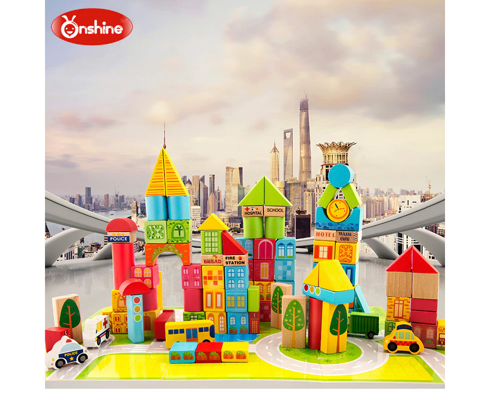 Onshine 100PCS City Wooden Block Set