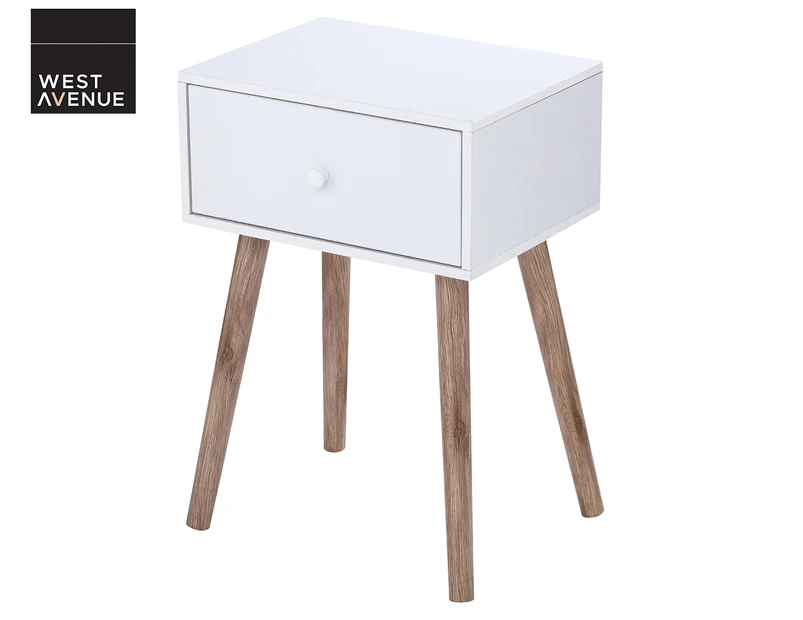 West Avenue 1-Drawer Bedside Table - White