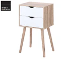 West Avenue 2-Drawer Bedside Table - White/Natural