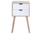 West Avenue 2-Drawer Bedside Table - White/Natural