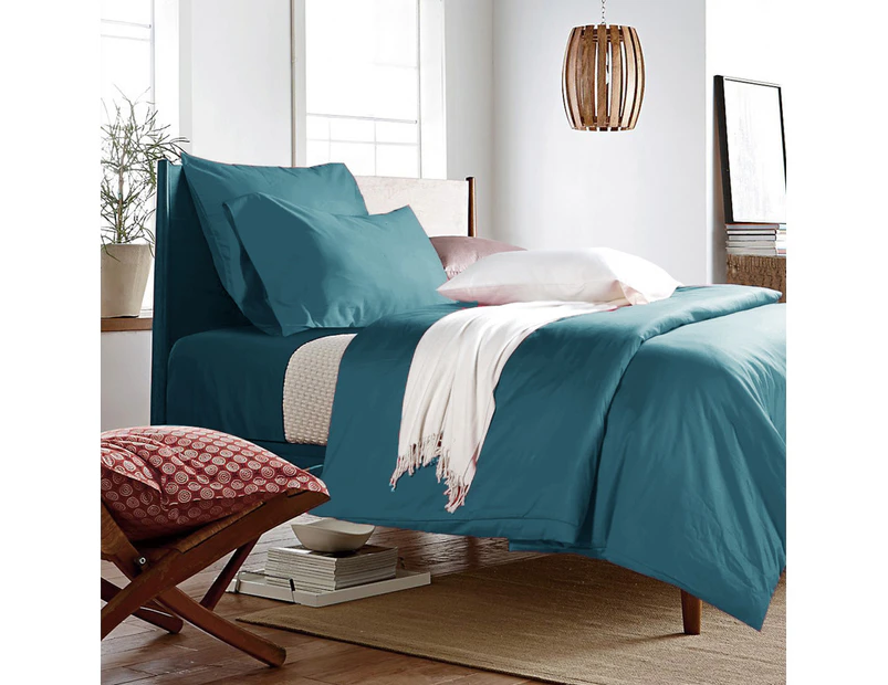 1200TC Ultra Soft Microfiber Quilt Doona Cover Set Teal Blue Double Size