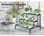 Levede Plant Stands Outdoor Indoor Metal Black Flower Pot 3 Garden Corner Shelf - Black, White