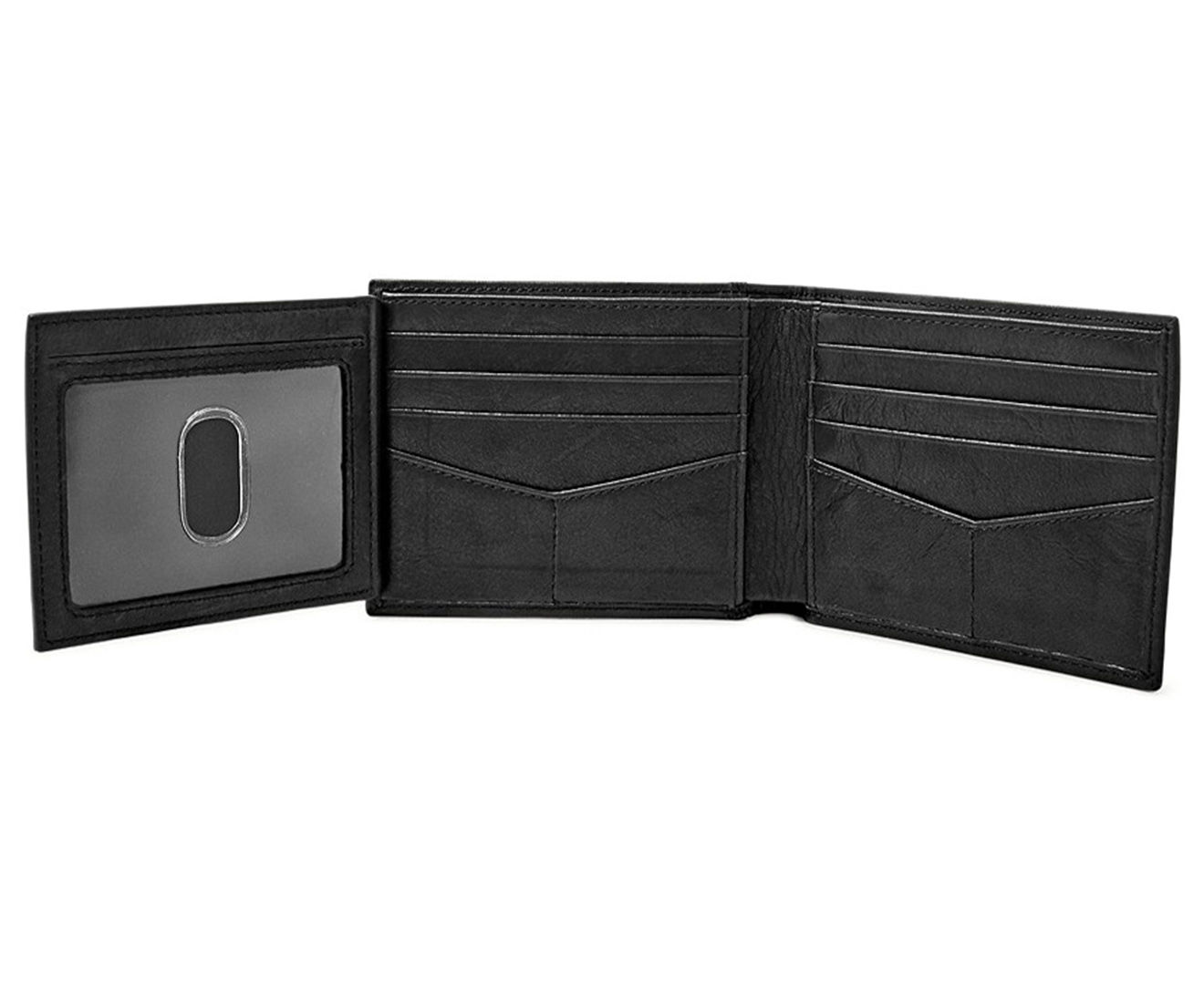 Fossil Ingram RFID Flip ID Leather Wallet - Black | Catch.co.nz