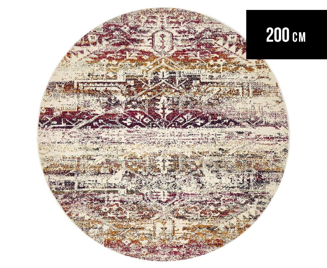 Rug Culture 200x200cm Museum Durable Vintage Look Round Rug - Fuschia