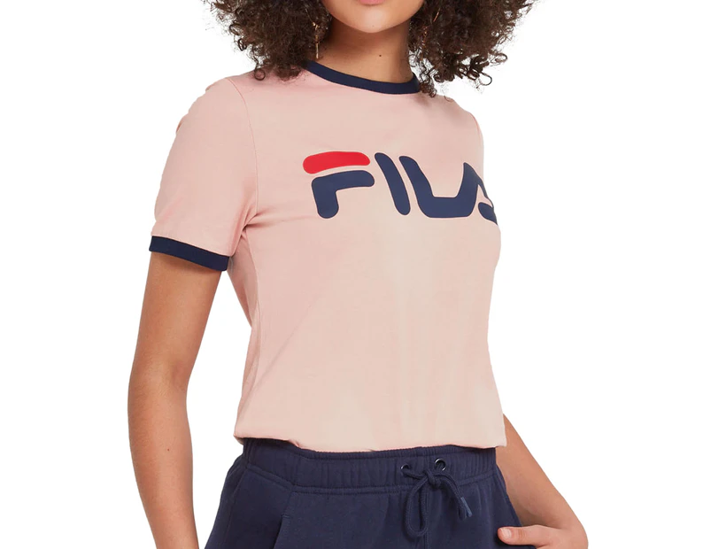 Fila Women's Ringer Crewneck Tee / T-Shirt / Tshirt - Mellow Rose