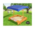 Kids Sandpit Wooden Outdoor Play Sand Pit Water Toys Box Canopy Children Keezi 8