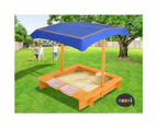 Kids Sandpit Wooden Outdoor Play Sand Pit Water Toys Box Canopy Children Keezi