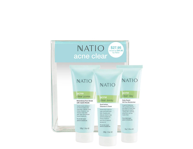 Natio Acne Clear Starter Pack - 3 full size products
