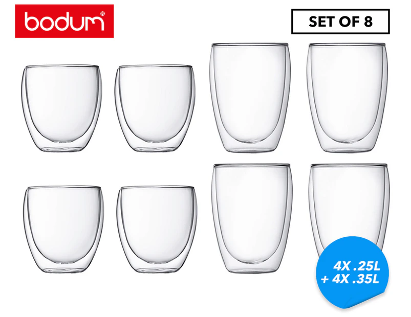 Set of 8 Bodum Pavina Double Wall Glasses